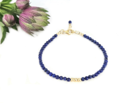 Lapis Lazuli kralen armband, 14k goldfilled - 925 sterling zilver