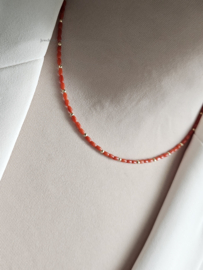 Italiaanse Koraal kralen ketting 14k goldfilled - 925 sterling zilver