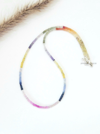 Multi saffier kralen ketting, 14k goldfilled - 925 sterling zilver