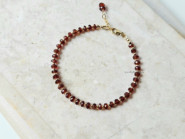 Hessoniet Granaat kralen armband, 14k goldfilled & 925 sterling zilver