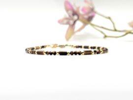 Tijgeroog kralen armband     925 sterling zilver   -   14k goldfilled