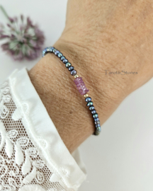 Peacock zoetwaterparels en Lavendel Saffier armband -14k goldfilled & 925 sterling zilver