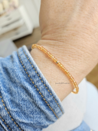 Gele Saffier edelstenen kralen armband, 14k goldfilled - 925 sterling zilver