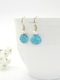 Turquoise & freshwater pearls, 14k goldfilled & 925 sterling silver