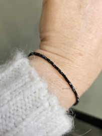 Fijn zwart Spinel kralen armband, 14k goldfilled - 925 sterling zilver
