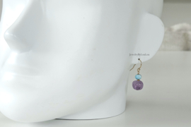 Amethist en Larimar oorbellen, 14k goldfilled - 925 sterling zilver