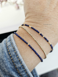 Lapis Lazuli  kralen armband, leverbaar 14k goldfilled - 925 sterling zilver