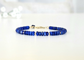 Lapis Lazuli kralen armband, 14k goldfilled - 925 sterling zilver