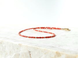 Italian Coral bead necklace 14k gold-filled - 925 sterling silver