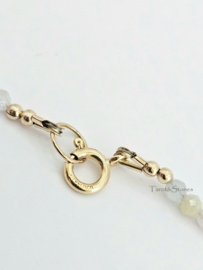 Morganiet, Angeliet en roze Toermalijn kralen ketting, 14k goldfilled - 925 sterling zilver