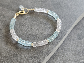 Aquamarijn en Morganiet  armband in AAA kwaliteit, 14k goldfilled & 925 sterling zilver
