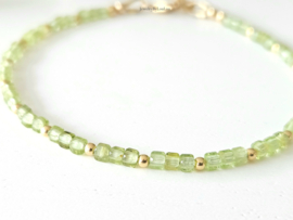 Peridoot kralen armband, 14k goldfilled & 925 sterling zilver