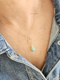 Fijn kettinkje met Peruaanse Opaal hanger - 14k goldfilled 925 sterling zilver