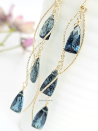 Teal blue Kyaniet oorbellen  14k goldfilled