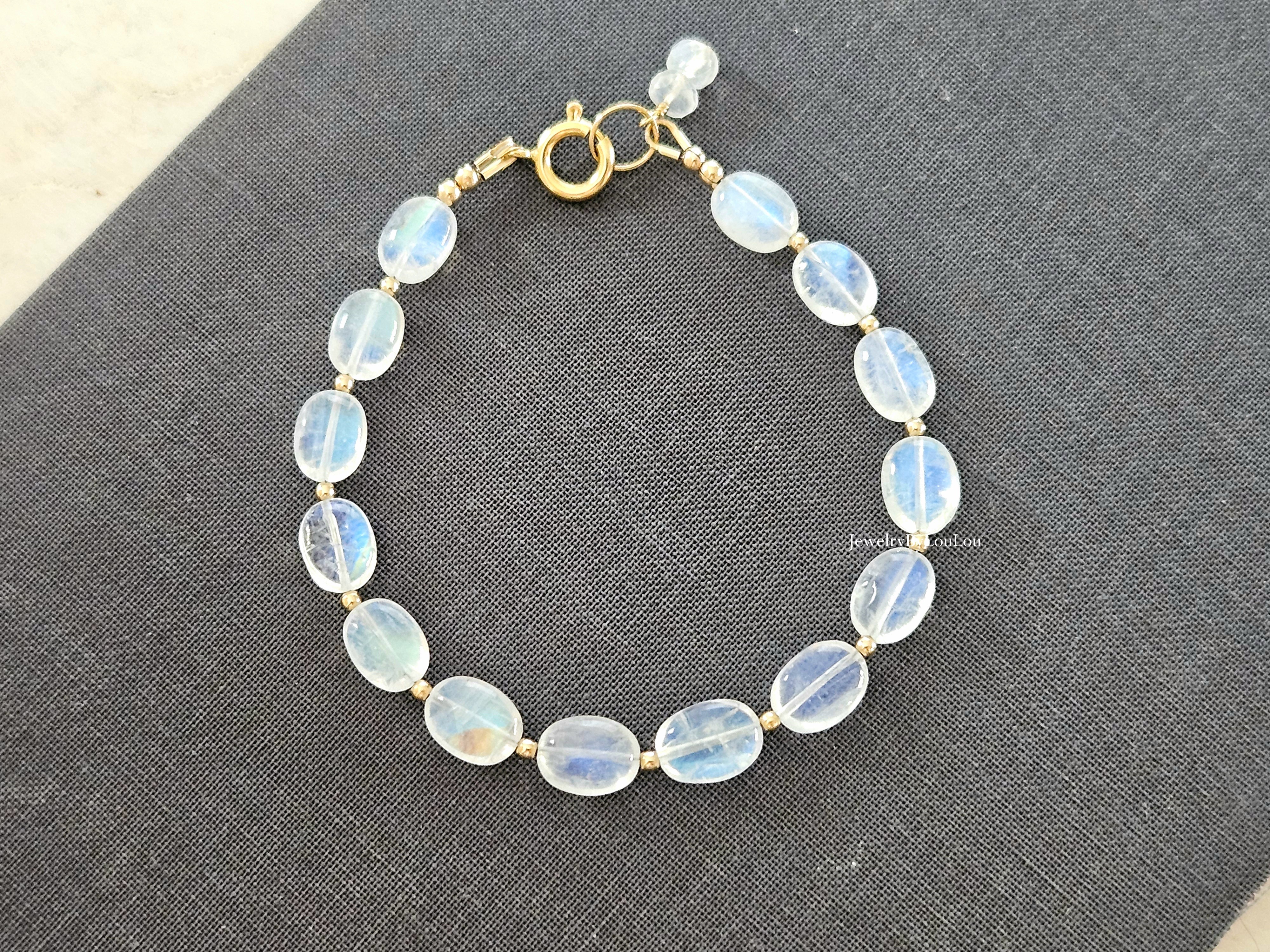 AAA+ Moonstone bracelet, 14k goldfilled & 925 sterling silver