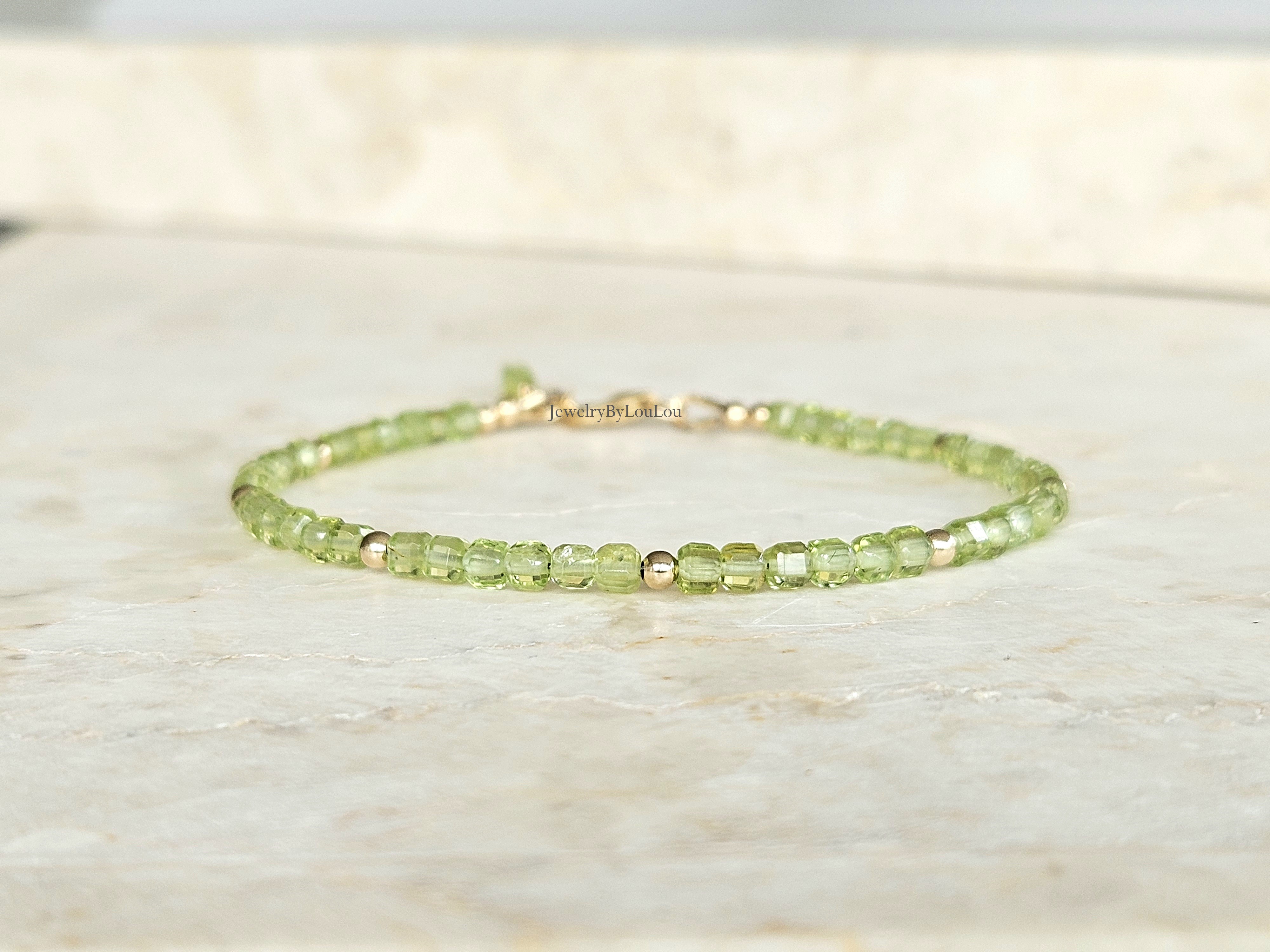 AAA Peridoot kralen armband, 14k goldfilled & 925 sterling zilver