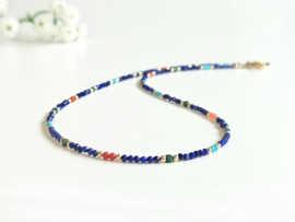 Lapis Lazuli, Koraal, Turkoois en Malachiet ketting, 14k goldfilled - 925 sterling zilver