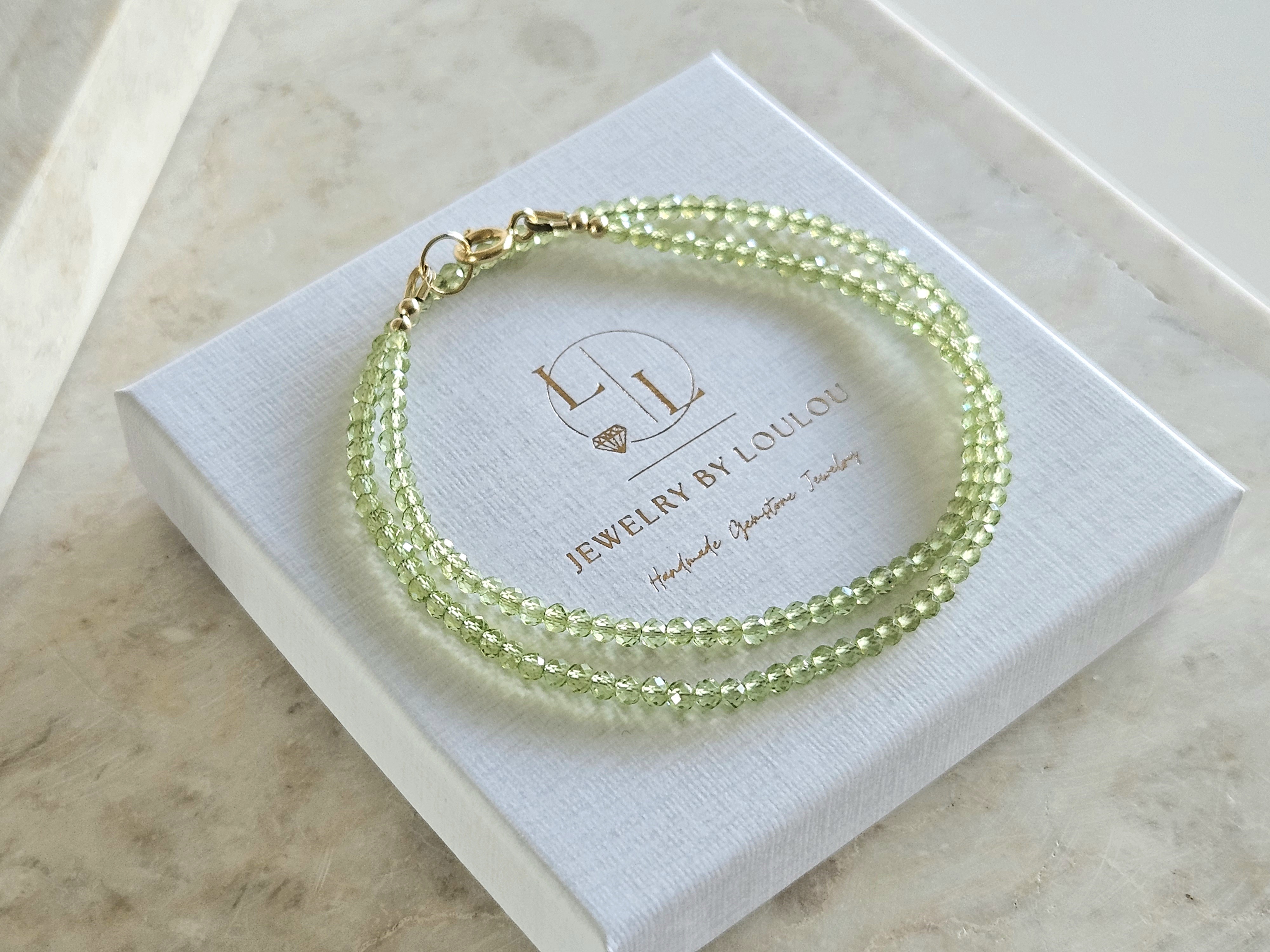 Peridoot kralen ketting facet geslepen, AAA kwaliteit , leverbaar 14k goldfilled - 925 sterling zilver