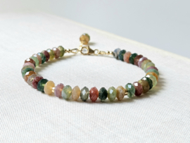 AAA Indiase Agaat kralen armband, 14k goldfilled - 925 sterling zilver