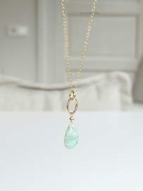 Fijn kettinkje met Peruaanse Opaal hanger - 14k goldfilled 925 sterling zilver