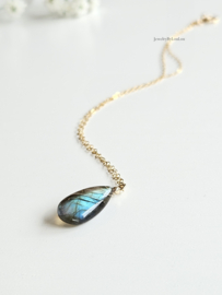 Link chain with Labradorite drop, 14k goldfilled & 925 sterling silver