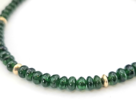 Tsavorite gemstone beads bracelet, 14k goldfilled & 925 sterling silver
