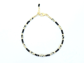 Dalmatiër japis en zwarte onyx armband     925 sterling zilver   -   14k goldfilled