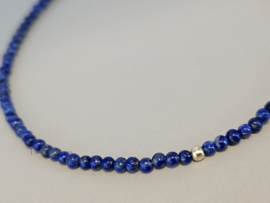 Lapis Lazuli  kralen armband, leverbaar 14k goldfilled - 925 sterling zilver