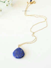 Ketting met Lapis Lazuli hanger, 14k goldfilled 925 sterling zilver