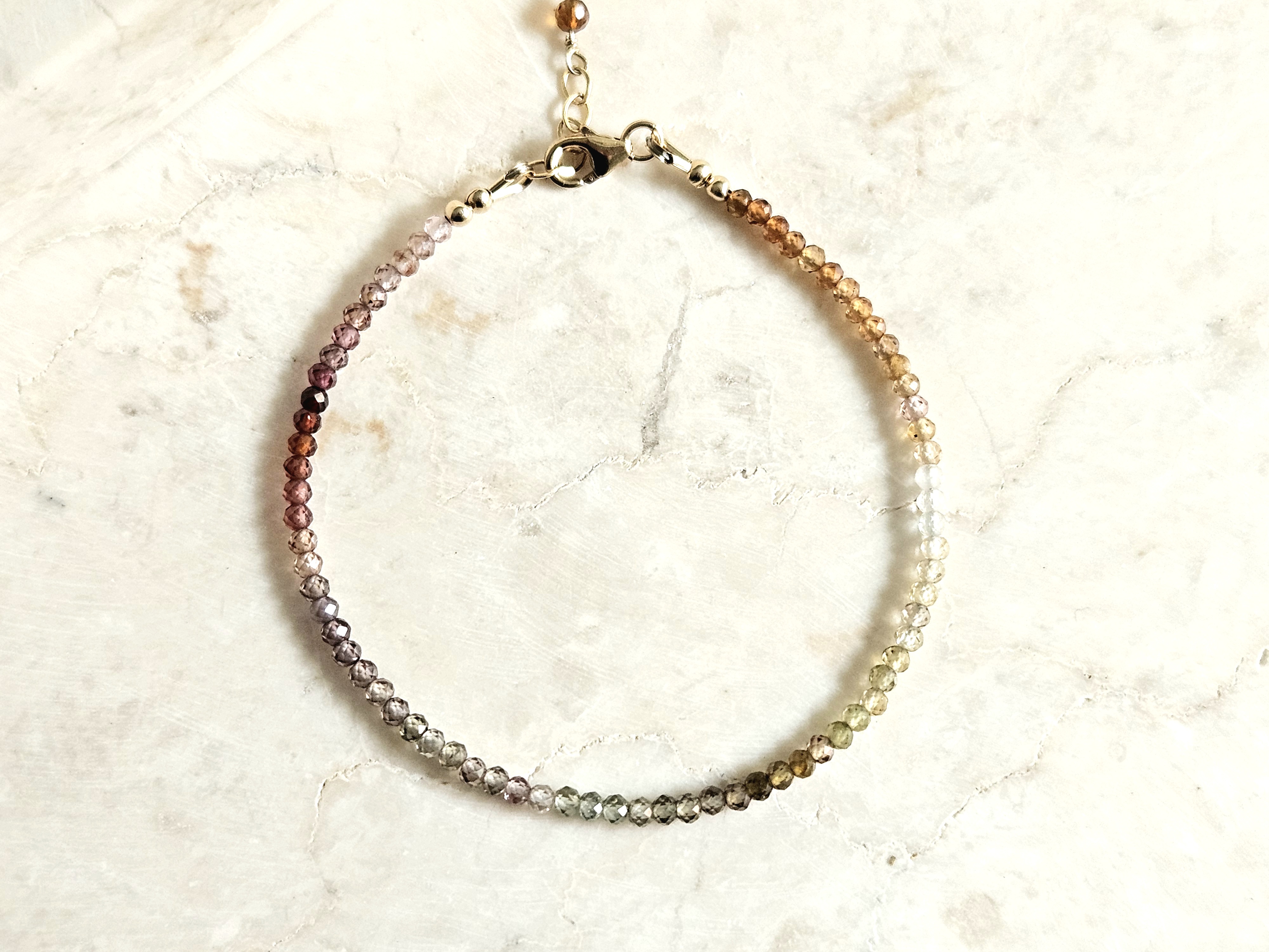 Toendra Saffier edelstenen kralen armband, 14k goldfilled & 925 sterling zilver