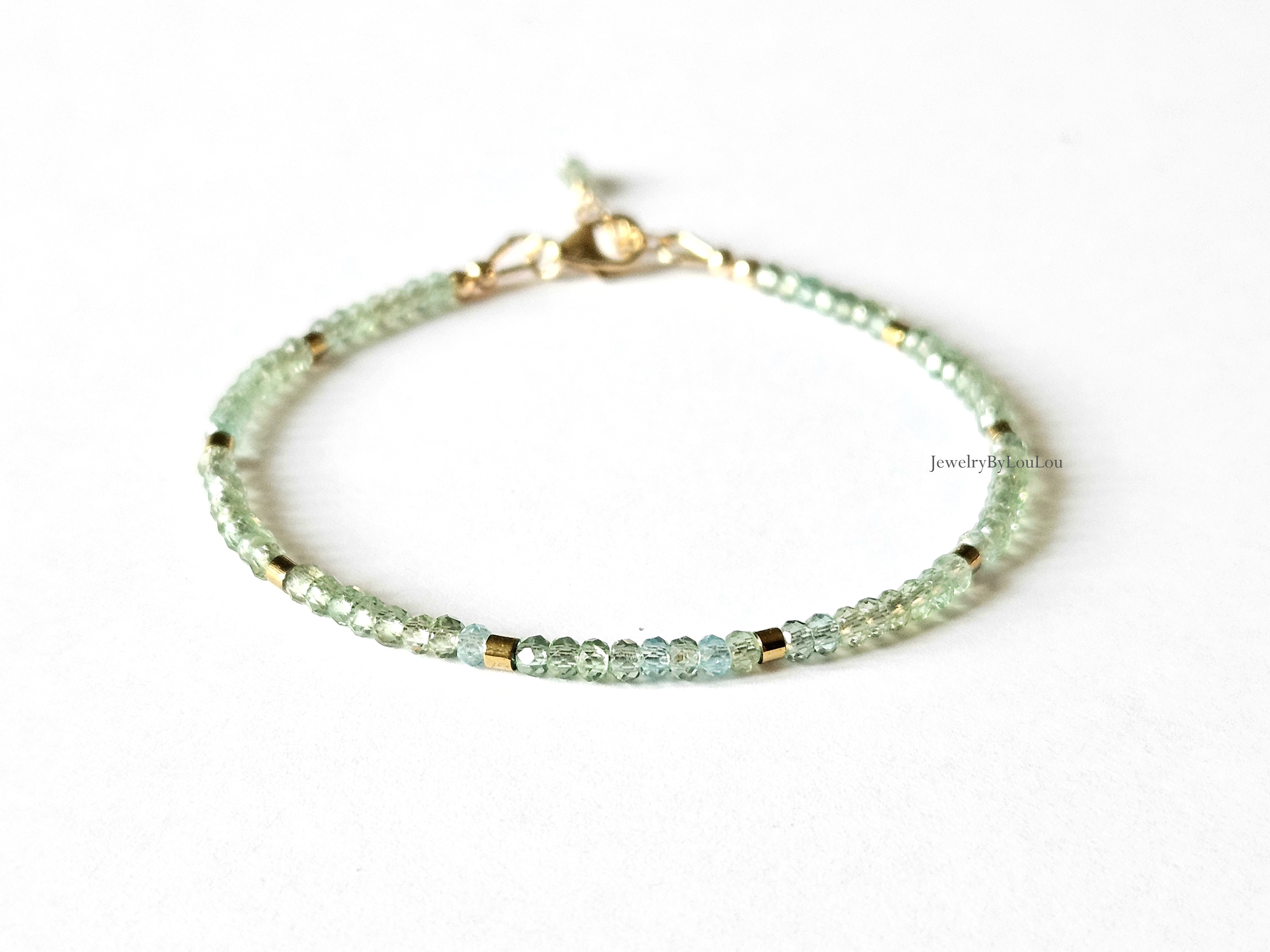 AAA groene Apatiet edelstenen kralen armband  14k goldfilled - 925 sterling zilver