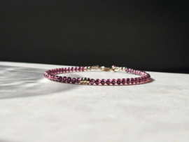 Rhodolite Garnet beaded bracelet, 14k gold-filled & 925 sterling silver