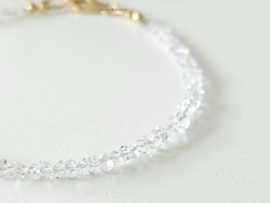 Herkimer diamanten kralen armband, leverbaar 14k goldfilled - 925 sterling zilver