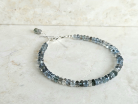 Mos Aquamarijn edelstenen kralen armband, leverbaar 14k goldfilled - 925 sterling zilver