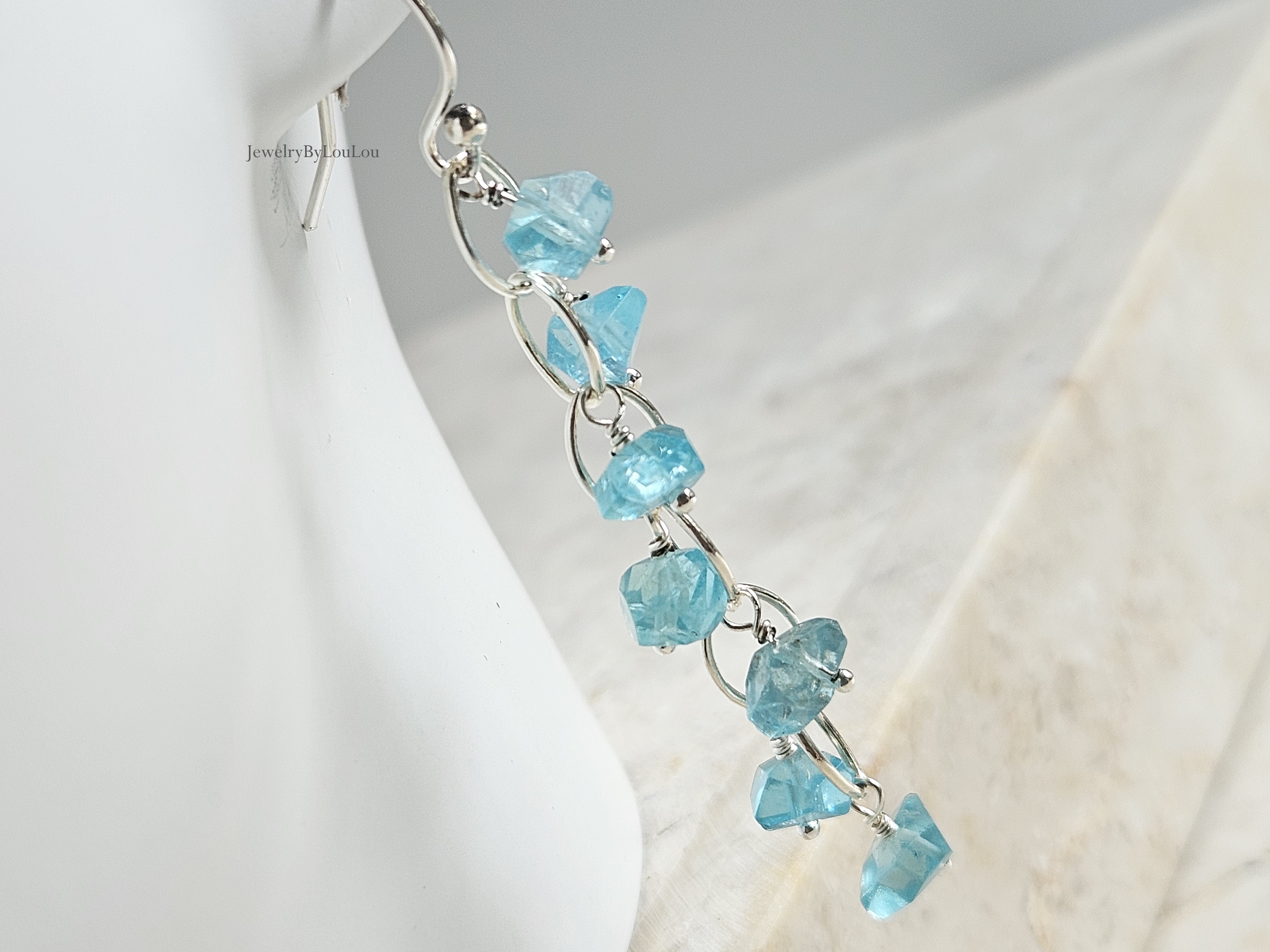 Sky Blue Apatiet oorbellen, 14k goldfilled - 925 Sterling zilver