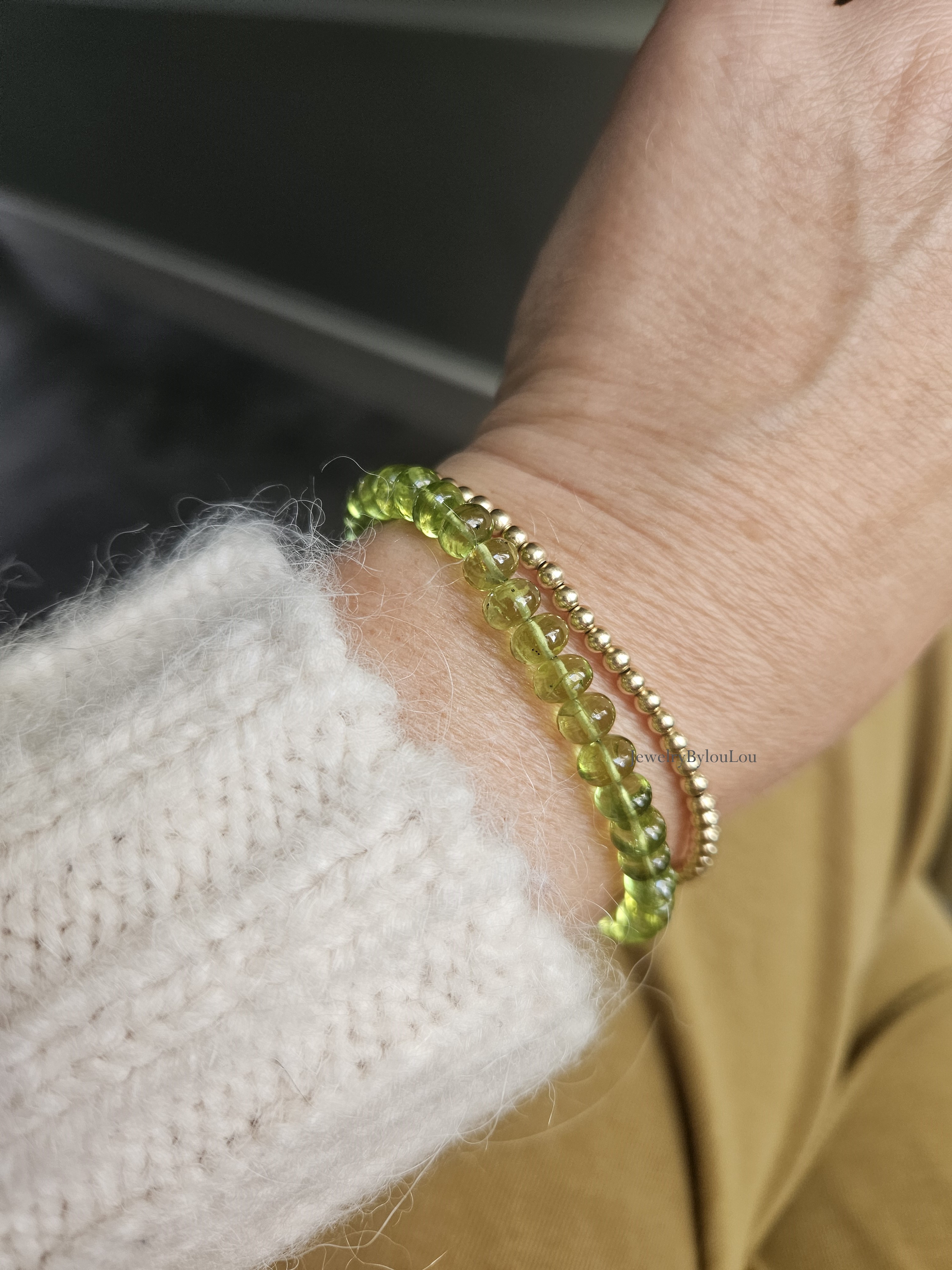 AAA kwaliteit Peridoot edelstenen kralen armband, 14k goldfilled & 925 sterling zilver