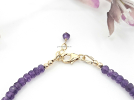 Amethyst and freshwater pearl bracelet 925 sterling silver - 14k goldfilled