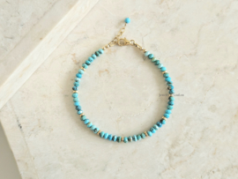 Turquoise beaded bracelet, 14k goldfilled - 925 sterling silver