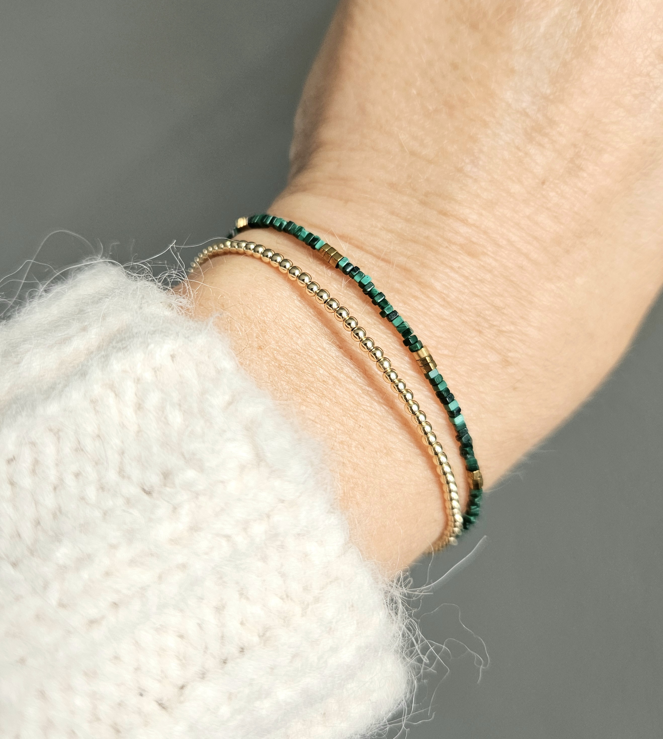 Malachiet armband  14k goldfilled  - 925 sterling zilver