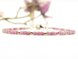Roze toermalijn armband, 14k goldfilled & 925 sterling zilver