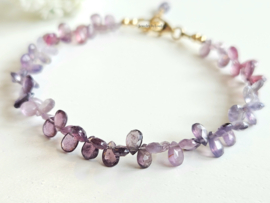 Rare Lavender Spinel Gemstone beaded Bracelet,  14k goldfilled & 925 sterling silver