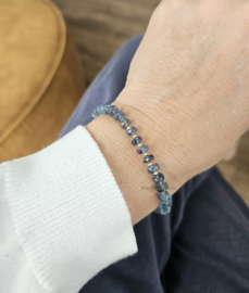 Teal blauwe Kyaniet kralen armband, 14k goldfilled - 925 sterling zilver