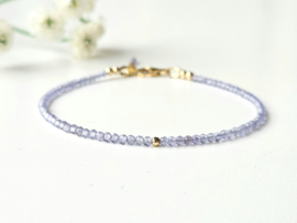 Tanzanite gemstone beaded bracelet AAA quality, 14k goldfilled & 925 sterling silver
