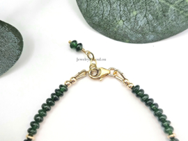 Tsavorite gemstone beads bracelet, 14k goldfilled & 925 sterling silver