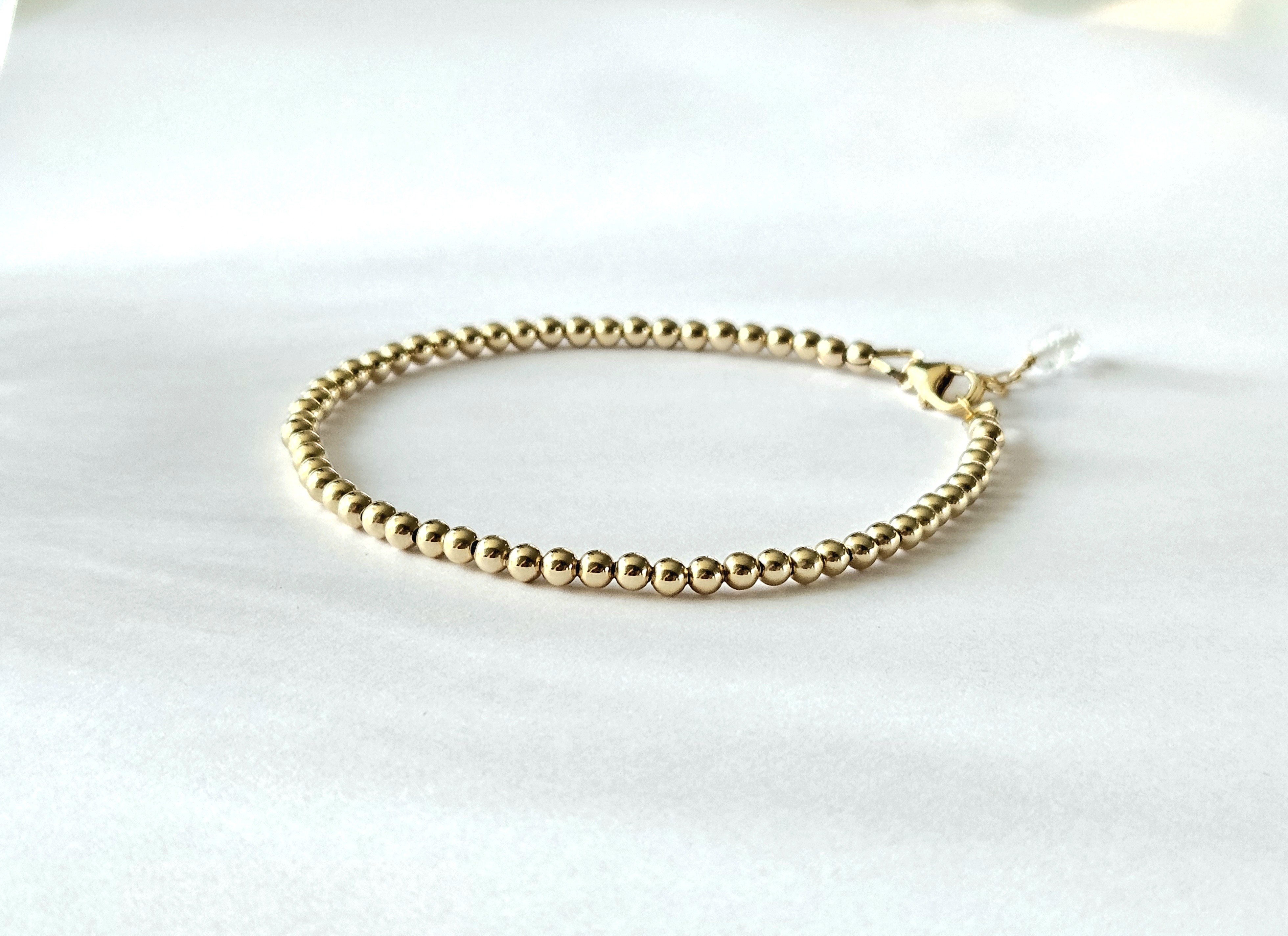 14k Goldfilled kralen armband 3mm, leverbaar met sluiting - elastiek
