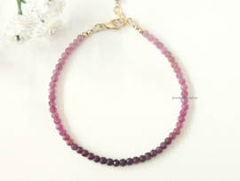 Ruby beaded bracelet, 14k goldfilled & 925 sterling silver