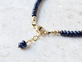 Blauwe Saffier kralen armband, leverbaar 14k goldfilled - 925 sterling zilver