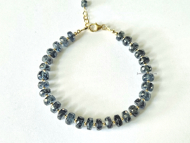 Teal blauwe Kyaniet kralen armband, 14k goldfilled - 925 sterling zilver