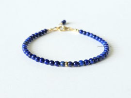 AAA Lapis Lazuli  kralenarmband, 14k goldfilled - 925 sterling zilver