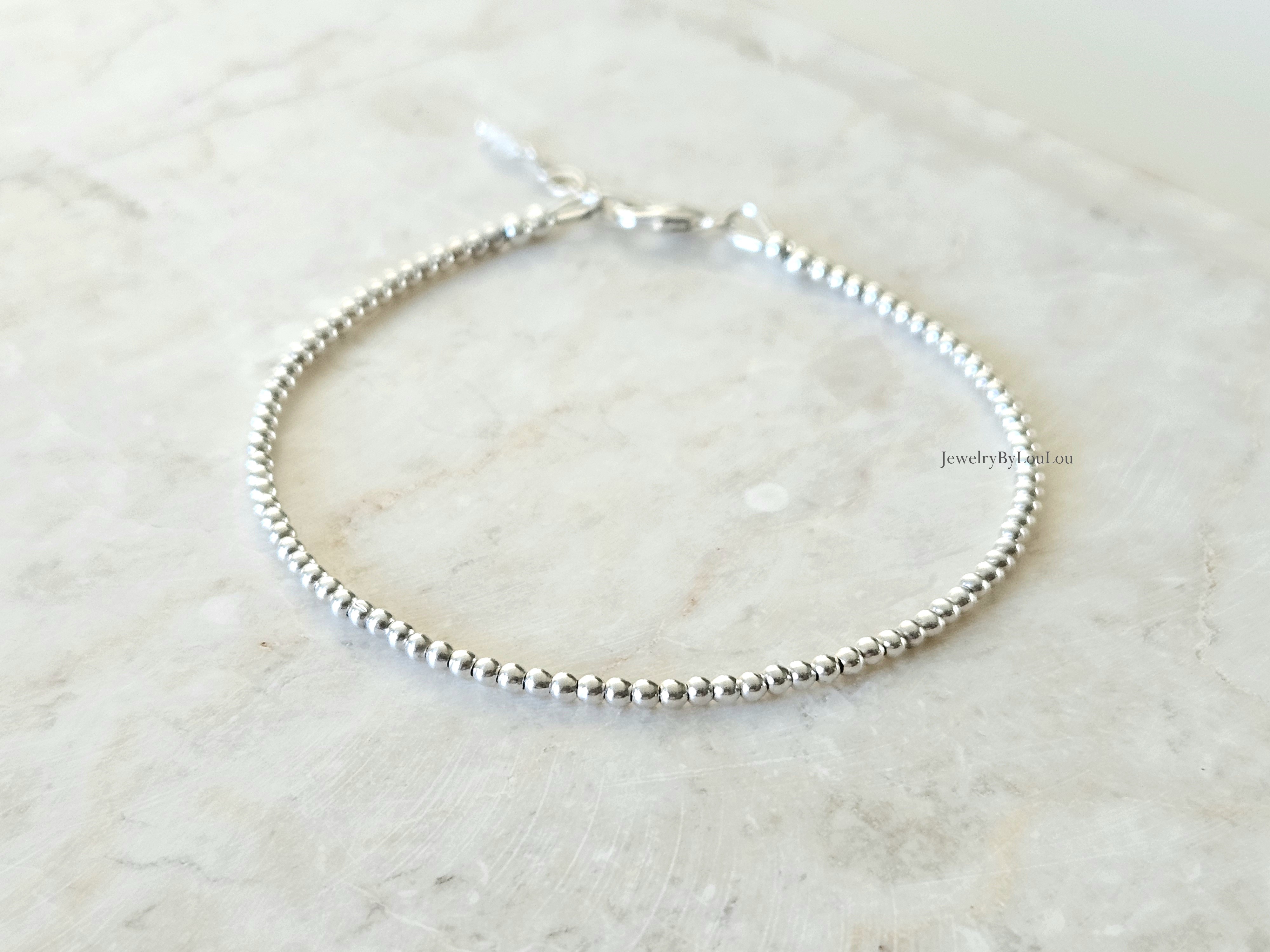 925 sterling zilver kralen armband 2mm, leverbaar sluiting - elastiek